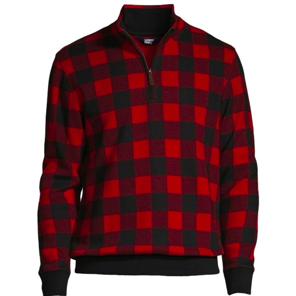 Bedford Buffalo Check Land’s End 1/4 Zip Sweater/Sweatshirt Men’s XL/T NWOT